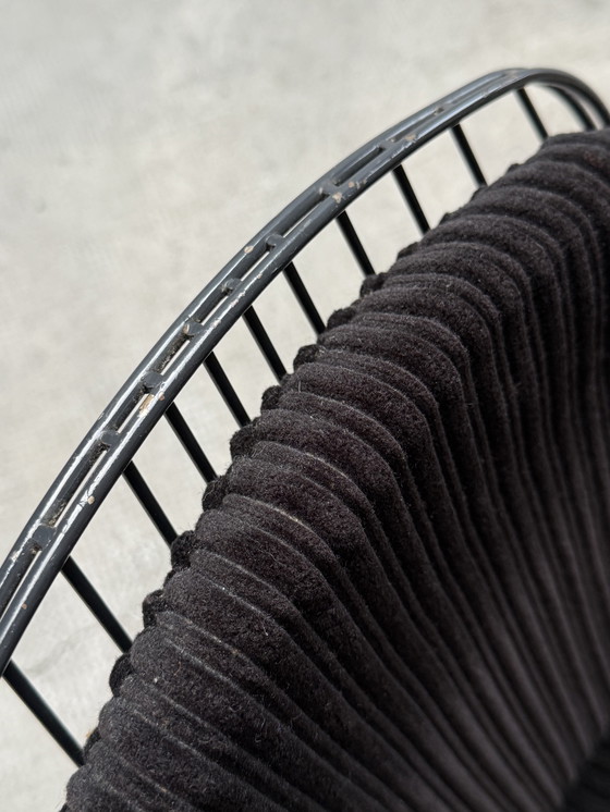 Image 1 of CEES BRAAKMAN & ADRIAAN DEKKER PER PASTOE “FM 06 WIRE CHAIR” SEDIA TEAK CORDA VELLUTO METALLO ANNI '50