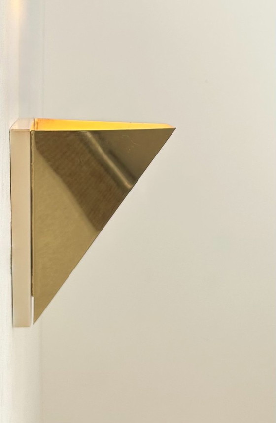 Image 1 of Coppia di applique geometriche vintage, ottone, Francia 1970