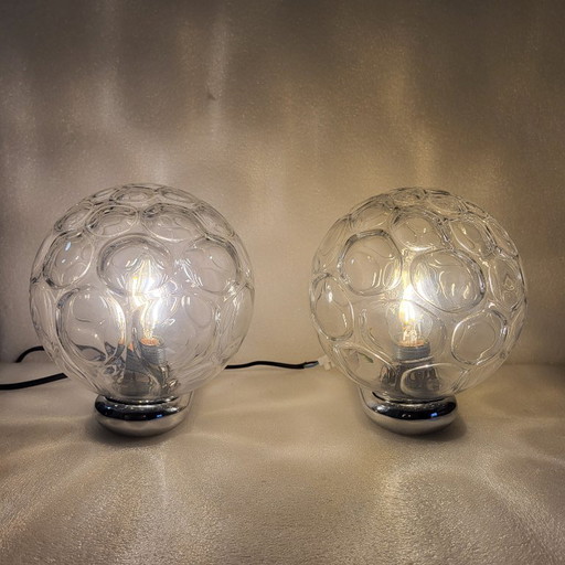 2 bubble and chrome steel space age wall lights from the 1960s and 70s