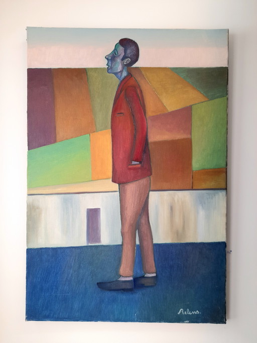 "Songeur" huile sur toile signée Gaston Relens