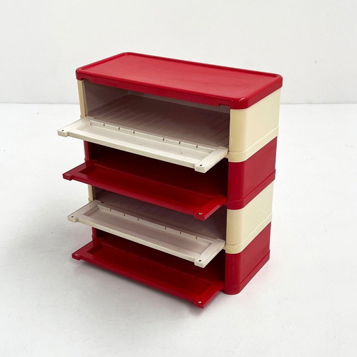 Red & White Chest of Drawers Model 4964 by Olaf Von Bohr for Kartell, 1970s