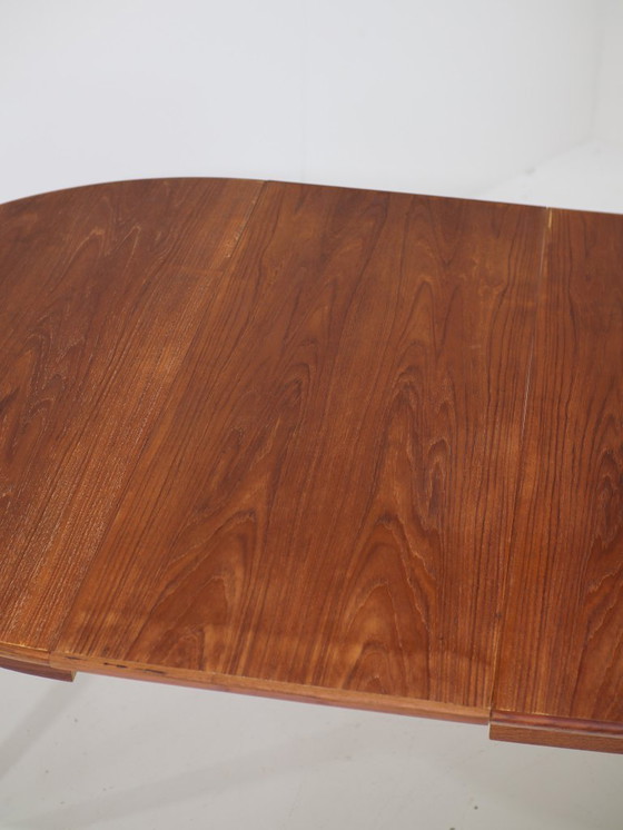Image 1 of Extendable round dining table oval Danish teak vintage