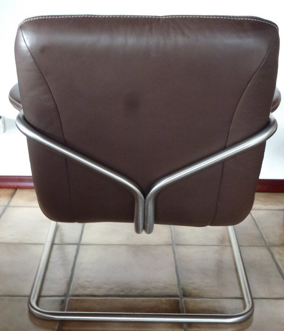 Image 1 of 2x poltrona a slitta Koinor in pelle liscia