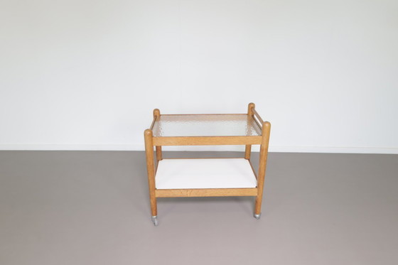 Image 1 of Scandinavische eikenhouten serveerwagen, jaren 50
