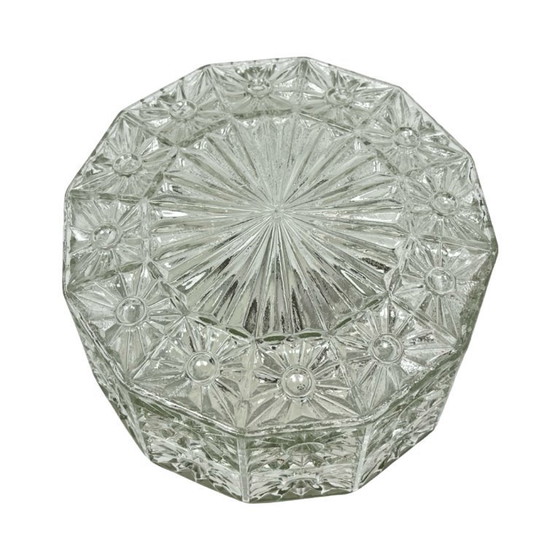 Image 1 of Glass Ceiling Lamp with crystal rosette, Hillebrand style, Germany, 1970s.