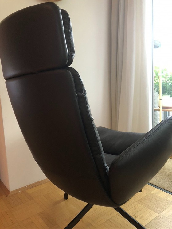 Image 1 of KFF Arva Lounge Sessel & Hocker | Echtleder Mokka | Wie Neu Mit Zertifikat