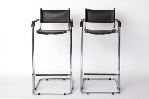 2 Elegante sledestoelen uit de jaren '90 - Verchroomd metalen frame, kunstleer, Vintage Italiaans ontwerp, Wereldwijd verzonden