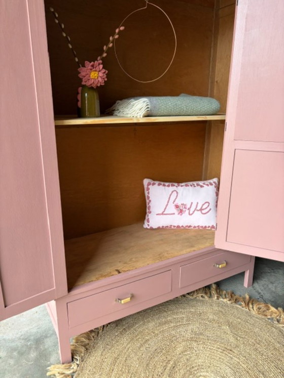 Antique vintage Art Deco wardrobe with mirror, restyled – Wood (photo 11 of 19)