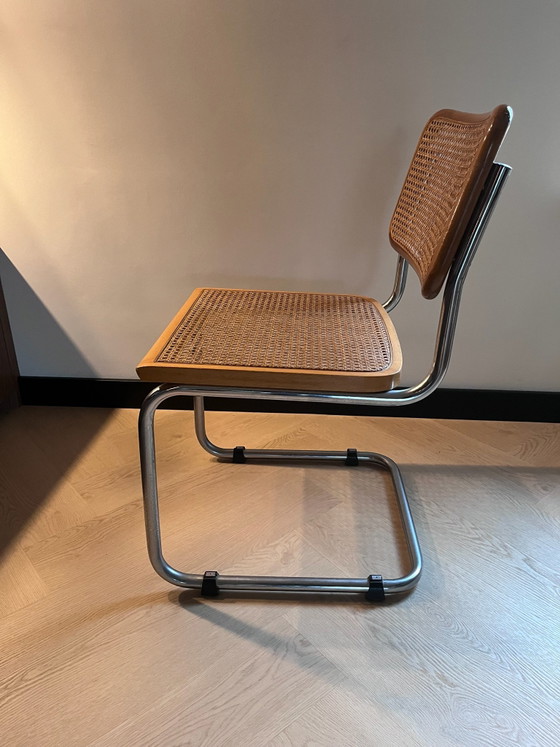 Chaise Cesca Vintage B32 (Marcel Breuer), Made in Italy -, Chaises de salle à manger, Chrome, Osier, Marron (photo 4 sur 6)
