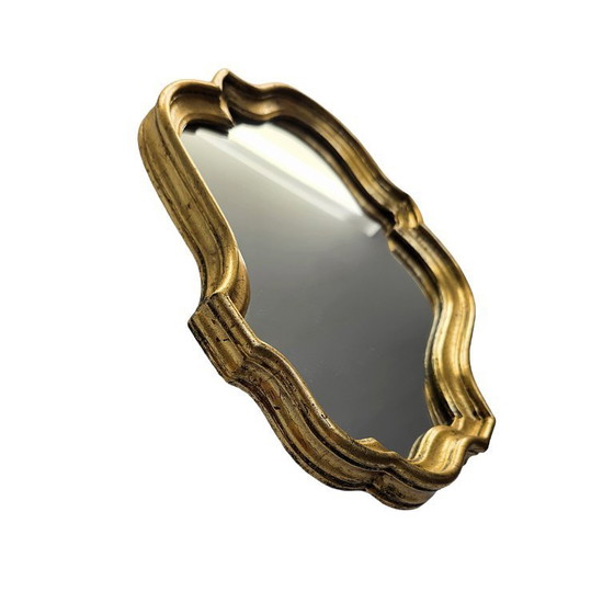 Image 1 of Petit miroir vintage français avec un cadre doré