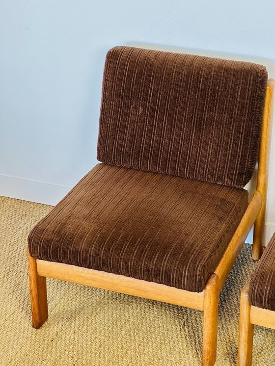 Image 1 of Ensemble de Salon modulable Vintage en Chêne et Velours Côtelé, 1960s, Set de 5