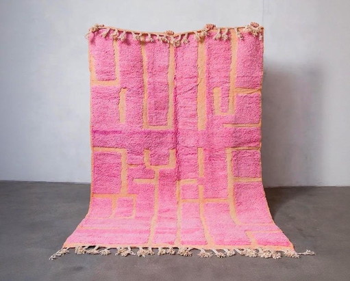 Authentischer rosa Beni Ouaraine-Teppich aus Naturwolle, Größe 200/300 cm – Ahrend, vloerkleden en tapijten, Wool