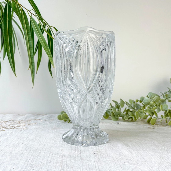 Kleine Vintage Glazen Vaas met Geometrisch Patroon – Vazen (photo 2 of 12)