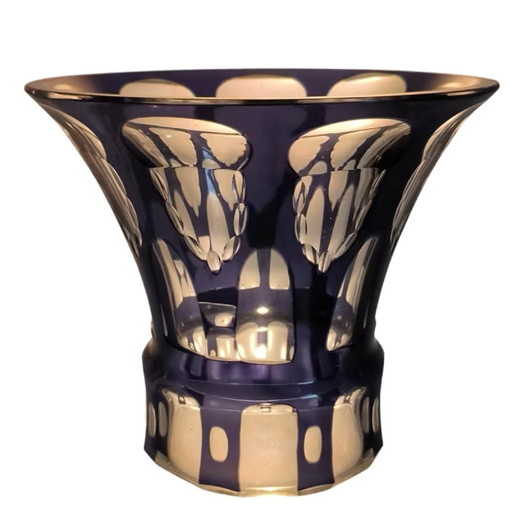 Vase Art Déco en verre taillé attribué à Johann Oertel pour Carl Meltzer & Co., 1925