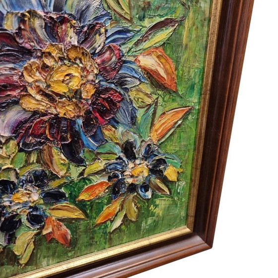 Image 1 of Vintage floraal olieverf schilderij