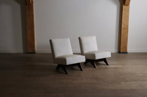 Paar Pierre Jeanneret „Fireside“-Sessel, Modell Nr. PJ-SI-36-A – fauteuils, Leather