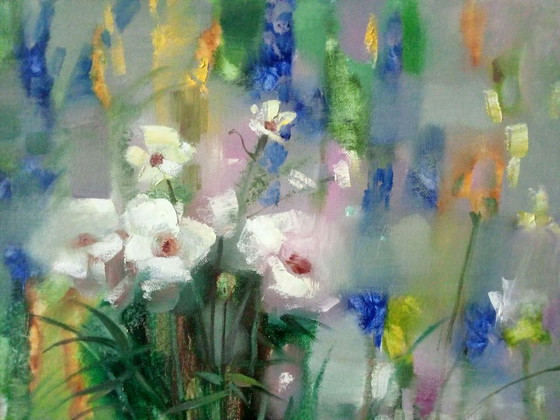 Original Oil Painting Abstract Expressionism Flowers Nature Breeze – Paintings & Drawings, Canvas (photo 5 of 9)