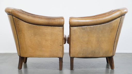 2 x Sheep leather club chair by Nico van Oorschot