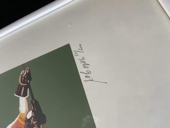 Image 1 of Litografie retrò di Wim Hoogstraten Serigrafia Push and Slide Hockey