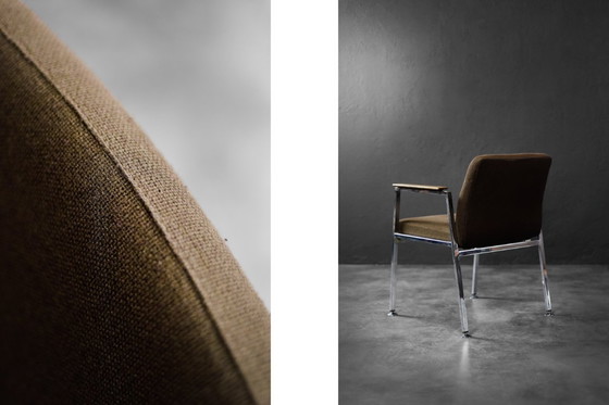 Image 1 of Vintage Mid-Century Duitse moderne bruine vergaderstoel van Drabert, jaren 70