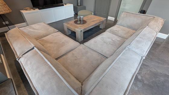 Image 1 of Modulaire hoekbank (Goossens Jim) Micro Leer Alcamara Licht Grijs