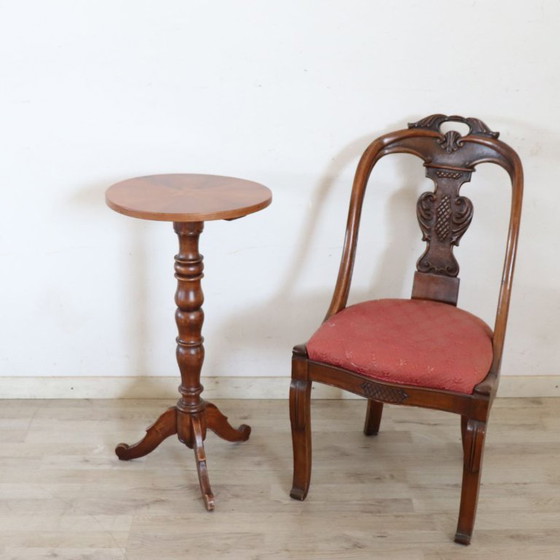 Image 1 of Vintage Pedestal Table in Walnut, Italy 1990s