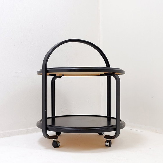 Image 1 of Chariot à boissons en bois de style milieu du XXe siècle avec une finition ébonisée 