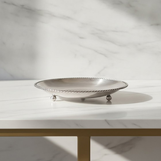 Image 1 of Silver-plated small dish on three ball feet