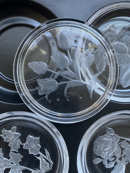 6 crystal coasters Val St. Lambert