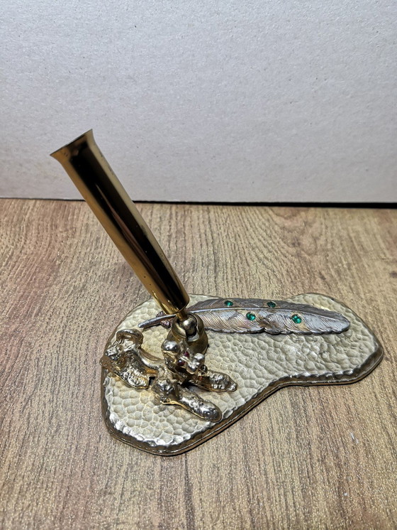Image 1 of Fountain Pen / Penholder Brass Poodle Royal / Vintage 70's design