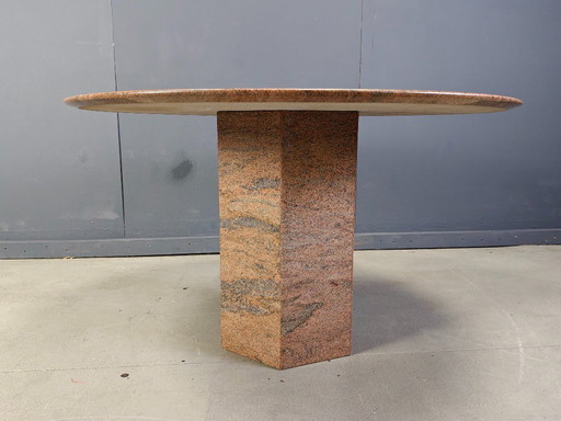 Vintage round granite dining table, 1970s