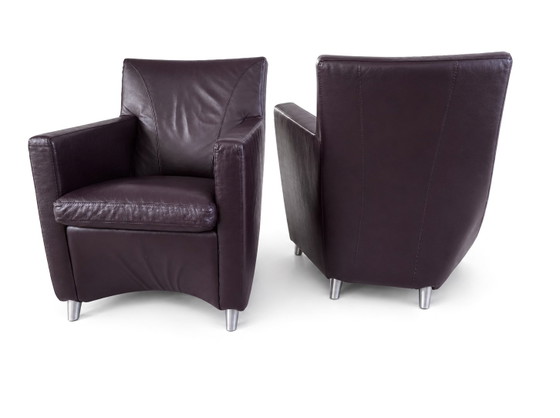 2 fauteuils Leolux Dolcinea en cuir plumeux/violet – Leather, Metal (photo 3 of 8)