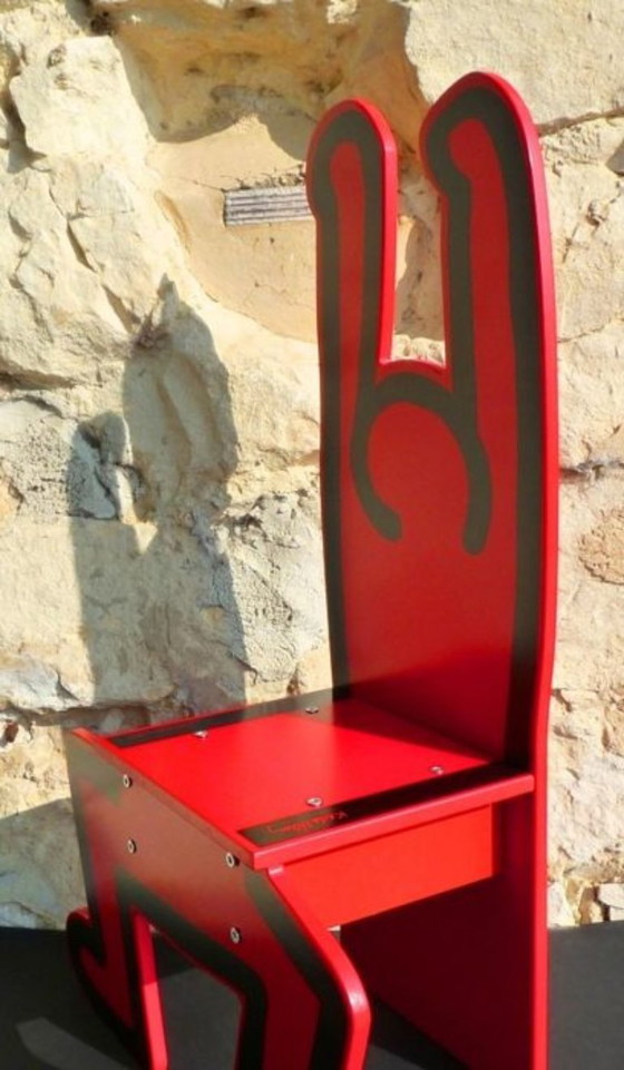 Keith Haring Kinderstuhl rot, Vilac, Dekorative Objekte, Holz (Foto 11 von 20)