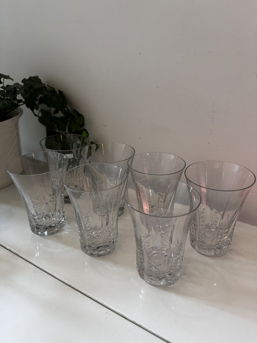 Ensemble de 7 verres à eau en cristal 1960