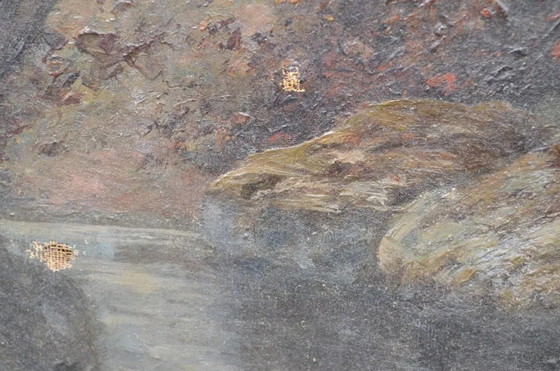 Antique French Woodland Landscape Oil Painting With Rocks and Stream – Paintings & Drawings, Canvas (photo 10 of 12)