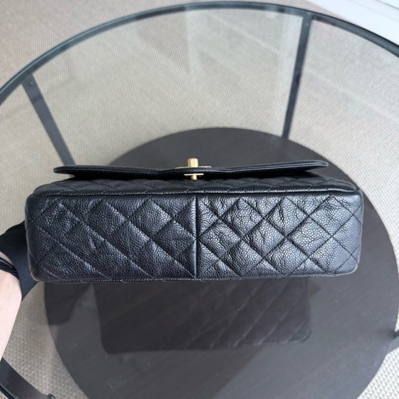 Image 1 of Chanel Seasonal Two-Tone Flap - Caviar 28CM Quilted Black Gold Hardware Series 21