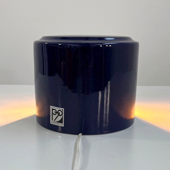 Image 1 of Purple / Night Blue Stacking Ceramic Table Lamp from Perdomello 70 Italy, 1970s