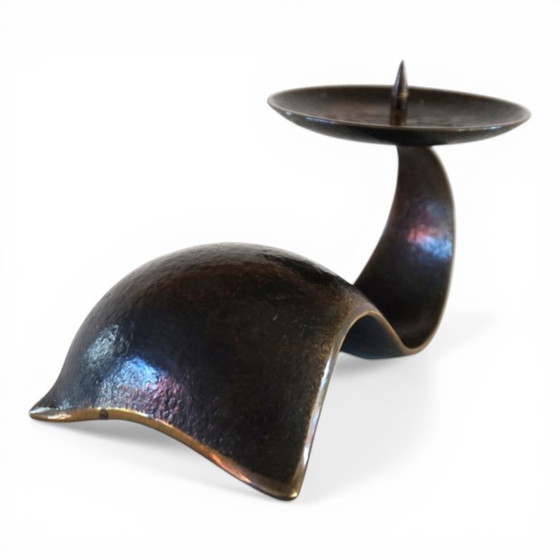 Image 1 of Bauhaus Sculptural Bronze Candlestick by Benno Meyer, 1930