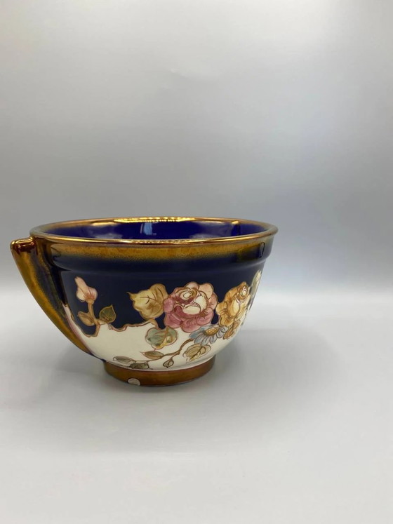 Ceramic two-handled cup – Cobalt blue and gilded roses – Signed Arnaldo – Spain – 1960s-1980s – Crockery (photo 3 of 9)