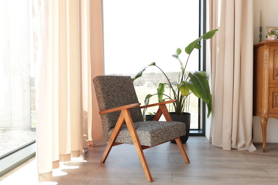 Image 1 of Loungestoel zwart granola mid-century modern design