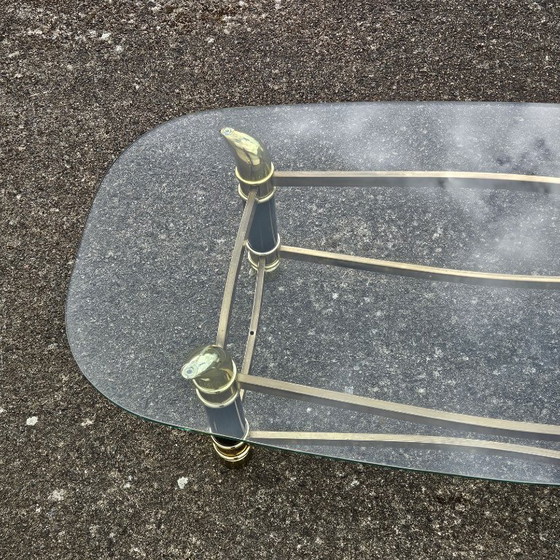 Image 1 of Italian Faux Tusk Glass Coffee Table Tommaso Barbi Style 80s