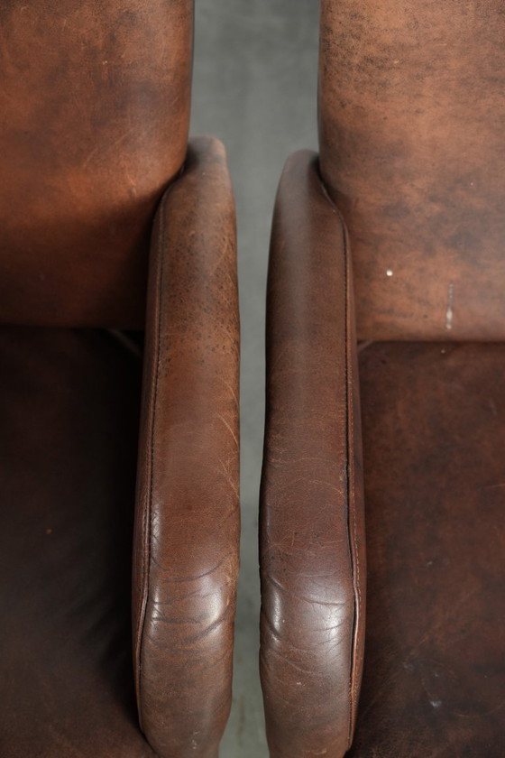 Image 1 of 4 chaises de salle à manger/d'appoint magnifiquement finies avec accoudoirs en cuir de vachette