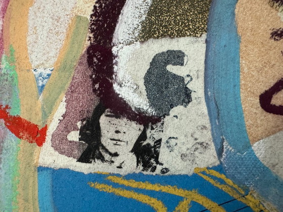 Image 1 of Thomas Van Der Linden ‘Terrace Chairs and Balcony’ – Mixed Media Collage on Canvas