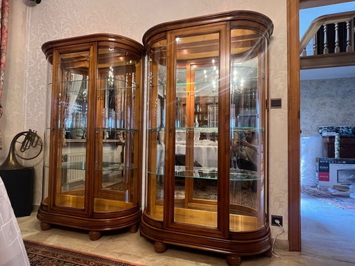 Beautiful display cabinets in French oak, with lighting