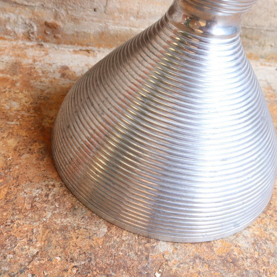 Image 1 of Vintage stool/side table made of cast metal, hourglass shape, chrome trend