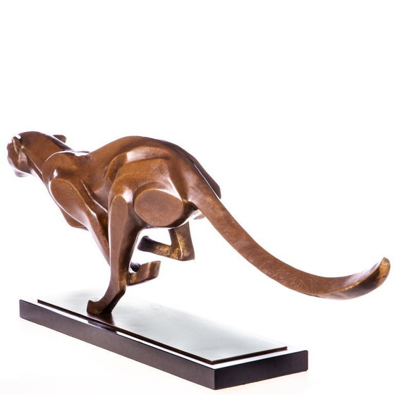 Image 1 of große, laufende Pantherstatue aus Bronze