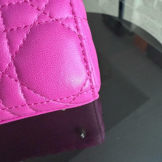 Image 1 of DIOR LADY SMALL FLAP - PELLE DI AGNELLO CANNAGE ROSA BARBIE, FERRAMENTA ORO