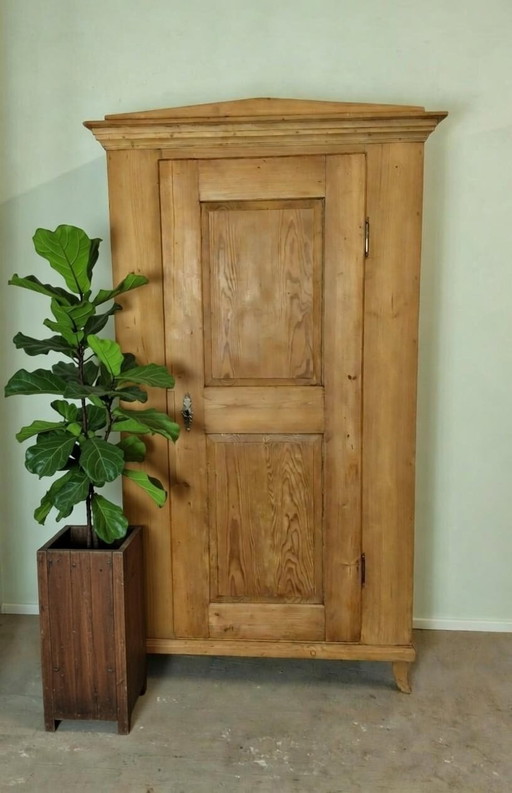 Armadio antico in pino con un'anta, armadio per ragazze, armadio da ingresso