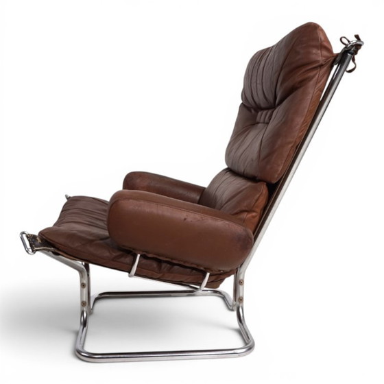 Image 1 of Westnofa Wing Leather Armchair by Harald Relling, 1970