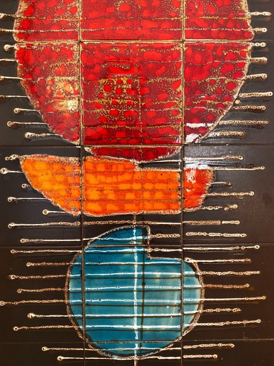 Image 1 of Large abstract ceramic wall composition. France 1970
